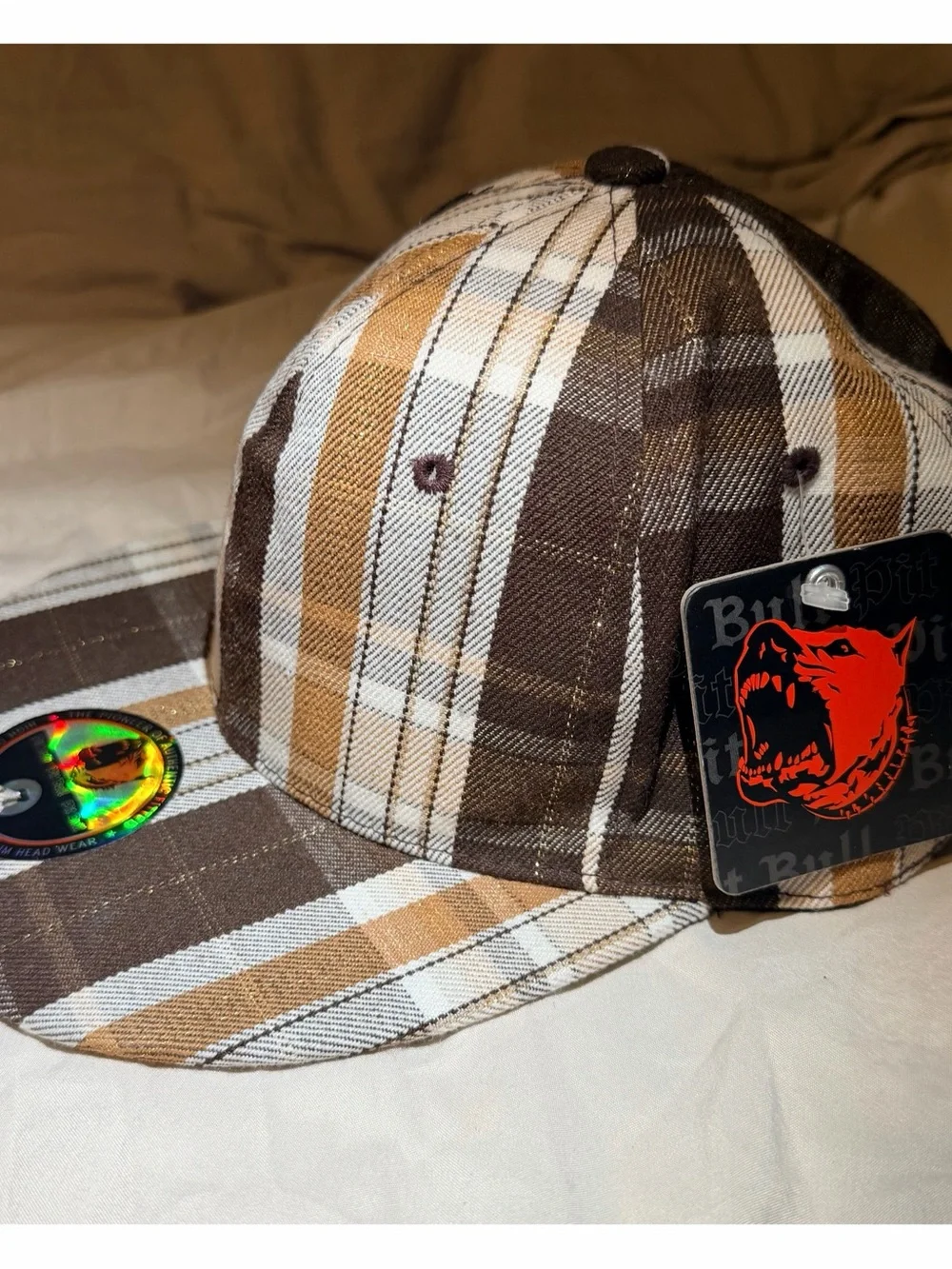 Vintage Y2K Brown Plaid Hat Size 7